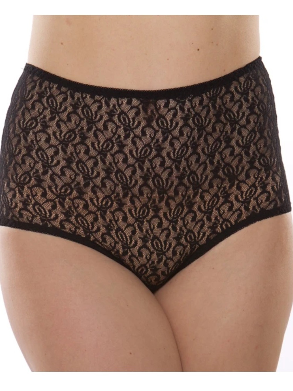 New retro rockabilly pin up style full cover black lace brief panty fits S M L